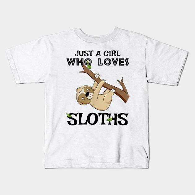 Just a Girl Who Loves Sloths T-Shirt Funny Cute Tee Kids T-Shirt by craiglimu